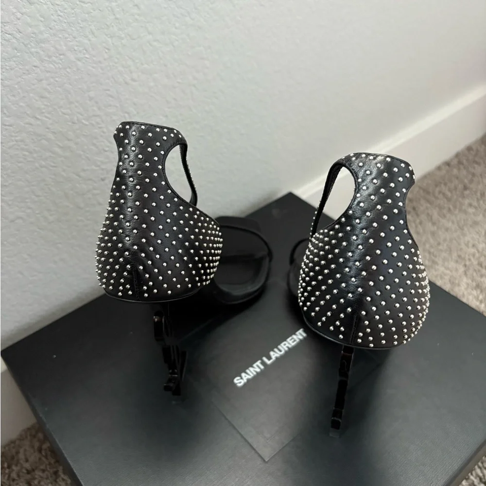 Saint Laurent Black Studded Women's Heels - Picture 2 of 6